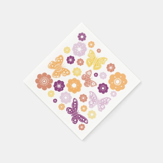 Retro Butterfly Geburtstagsparty Serviette (Ecke)