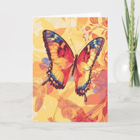 Retro Butterfly Gelb Feiertagskarte (Vorderseite)