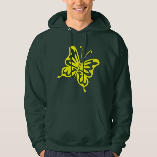 Retro Butterfly - Gelb Hoodie (Vorderseite)