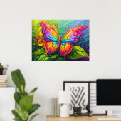 Retro Butterfly Kunst-Illustration Poster (Heimbüro)