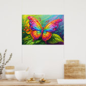 Retro Butterfly Kunst-Illustration Poster (Küche)