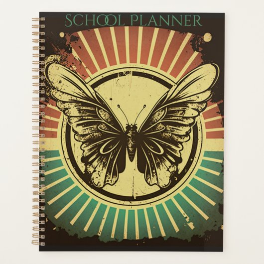 Retro Butterfly School Planer, School Calenda Planer (Vorderseite)