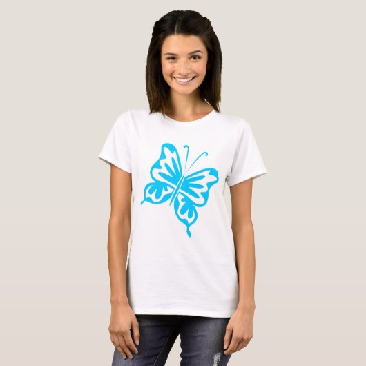 Retro Butterfly - Sky Blue T-Shirt (Vorne ganz)