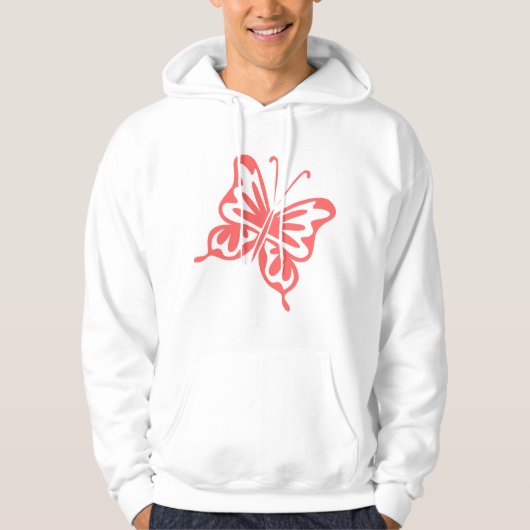 Retro Butterfly - Tropenrosa Hoodie (Vorderseite)