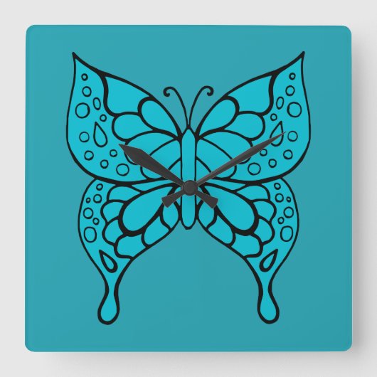Retro-Butterfly-Wall-Uhr Quadratische Wanduhr (Vorderseite)