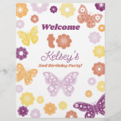 Retro Butterfly zum Geburtstag Willkommen (Vorderseite)