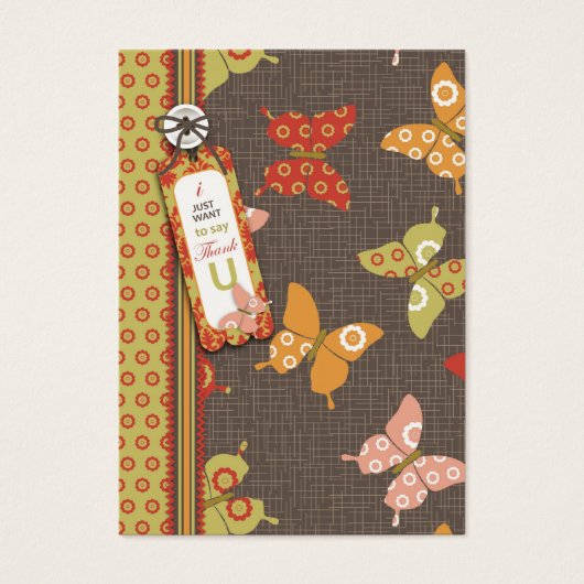 Retro Butterfys TY-Geschenk-Tag (Vorderseite)