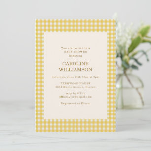 Retro-Buttergelb-Gingham-Farm-Fresh-Baby-Shower Einladung