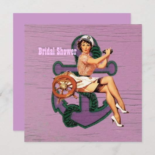 retro Button des Ankers herauf Einladung (Vorne/Hinten)