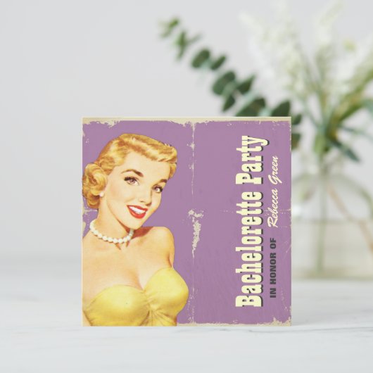 retro Button des Modmusters herauf Einladung (Stehend Vorderseite)