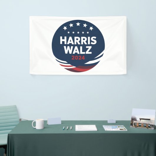 Retro Button Election for Democrats Harris Waltz Banner (Messeveranstaltung)