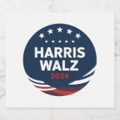 Retro Button Election for Democrats Harris Waltz Bierflaschenetikett (Einzelnes Label)