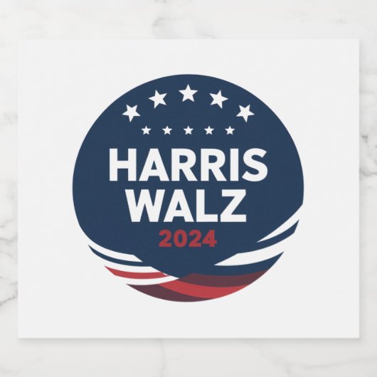 Retro Button Election for Democrats Harris Waltz Bierflaschenetikett (Einzelnes Label)