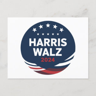 Retro Button Election for Democrats Harris Waltz Postkarte