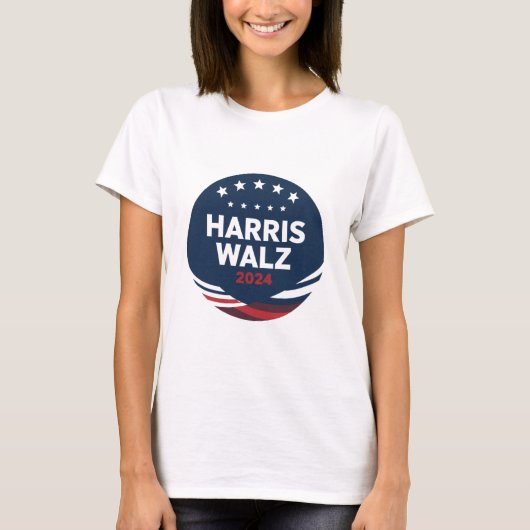 Retro Button Election for Democrats Harris Waltz T-Shirt (Vorderseite)