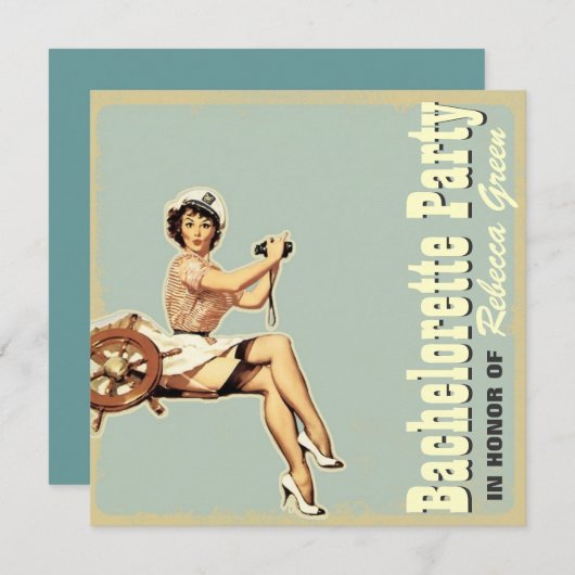 retro Button herauf Einladung (Vorne/Hinten)