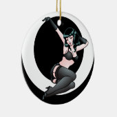 Retro Button herauf Mädchen-Dekorations-50er Keramik Ornament (Rechts)