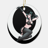 Retro Button herauf Mädchen-Dekorations-50er Keramik Ornament (Links)