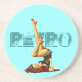 Retro Button oben Sandstein Untersetzer (Vorne)