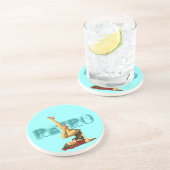 Retro Button oben Sandstein Untersetzer (Seite)