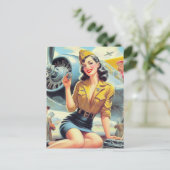 Retro-Button Postkarte (Stehend Vorderseite)