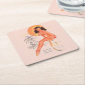 Retro-Button Rechteckiger Pappuntersetzer (angewinkelt)