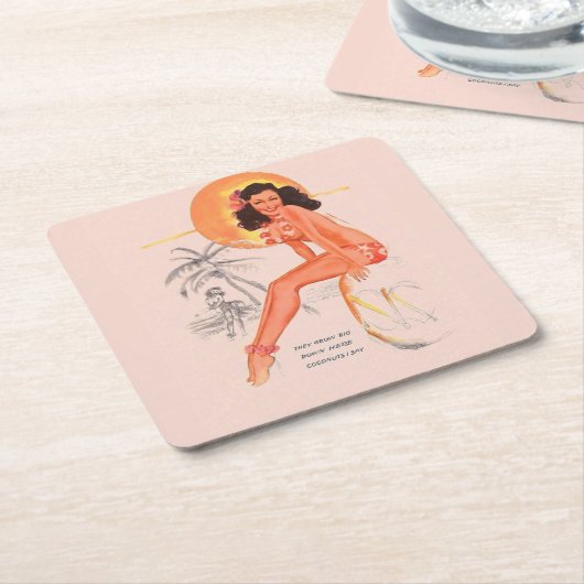 Retro-Button Rechteckiger Pappuntersetzer (angewinkelt)