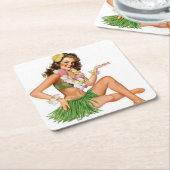 Retro-Button Rechteckiger Pappuntersetzer (angewinkelt)