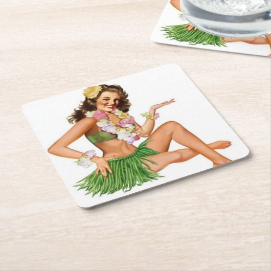 Retro-Button Rechteckiger Pappuntersetzer (angewinkelt)