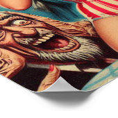 Retro-Button und Monster Poster (Ecke)