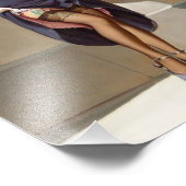 Retro Button-Up Girl Fotodruck (Ecke)