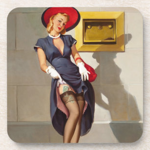 Retro Button-Up Girl Getränkeuntersetzer