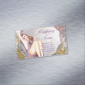 Retro Button up Girl Hair Makeup Artist Cosmetolog Magnetische Visitenkarte (Beispiel)