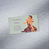 Retro Button up Girl Hair Makeup Artist Cosmetolog Magnetische Visitenkarte (Beispiel)