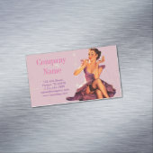 Retro Button up Girl Hair Makeup Artist Cosmetolog Magnetische Visitenkarte (Beispiel)