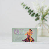 Retro Button up Girl Hair Makeup Artist Cosmetolog Rabattkarte (Stehend Vorderseite)