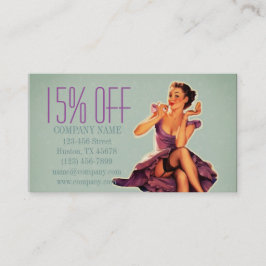 Retro Button up Girl Hair Makeup Artist Cosmetolog Rabattkarte