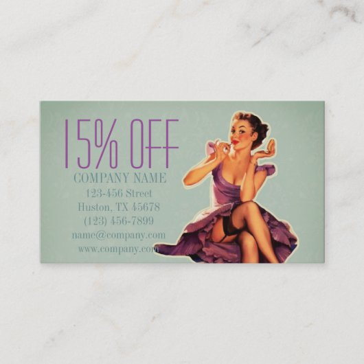 Retro Button up Girl Hair Makeup Artist Cosmetolog Rabattkarte (Vorderseite)