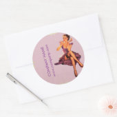 Retro Button up Girl Hair Makeup Artist Cosmetolog Runder Aufkleber (Umschlag)