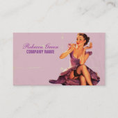 Retro Button up Girl Hair Makeup Artist Cosmetolog Visitenkarte (Vorderseite)