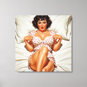 Retro Button-up Girl mit Red Polka Dot PJ's Leinwanddruck (Vorderseite)