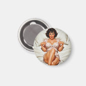 Retro Button-up Girl mit Red Polka Dot PJ's Magnet (Vorderseite/Rückseite)