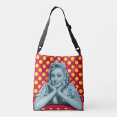 Retro Button-Up Girl Pop Art Tragetaschen Mit Langen Trägern (Rückseite)