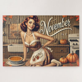 Retro Button-Up Girl Pumpkin Puzzle