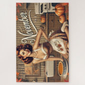 Retro Button-Up Girl Pumpkin Puzzle (Vertikal)