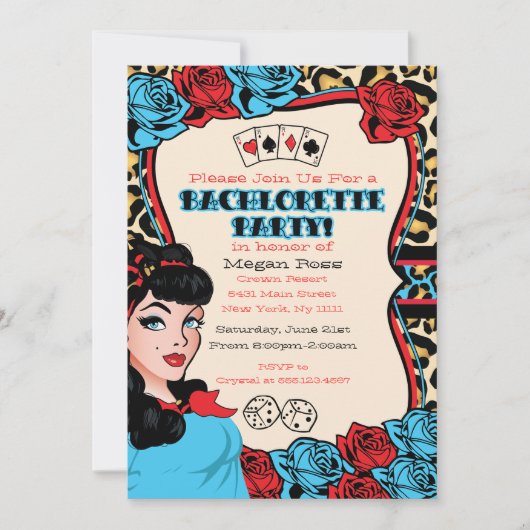 Retro Button-up Girl, Rock-A-Billy Party Einladung (Vorderseite)