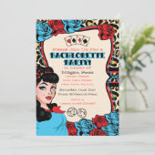 Retro Button-up Girl, Rock-A-Billy Party Einladung (Stehend Vorderseite)