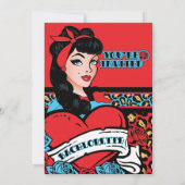 Retro Button-up Girl, Rock-A-Billy Party Einladung (Rückseite)