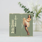 Retro-Button-Up-Girl-Rockabilly-Junggeselinnen-Abs Einladung (Stehend Vorderseite)