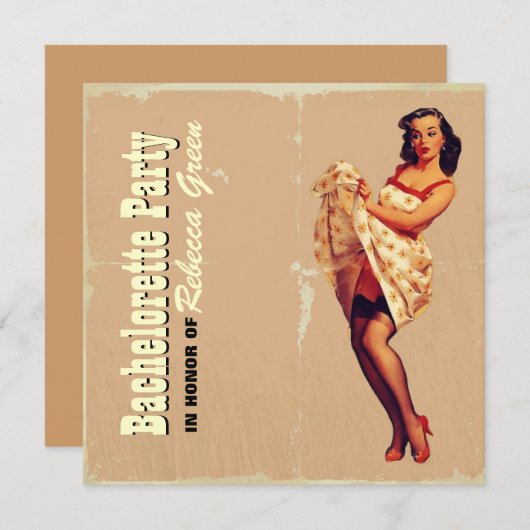 Retro-Button-Up-Girl-Rockabilly-Junggeselinnen-Abs Einladung (Vorne/Hinten)